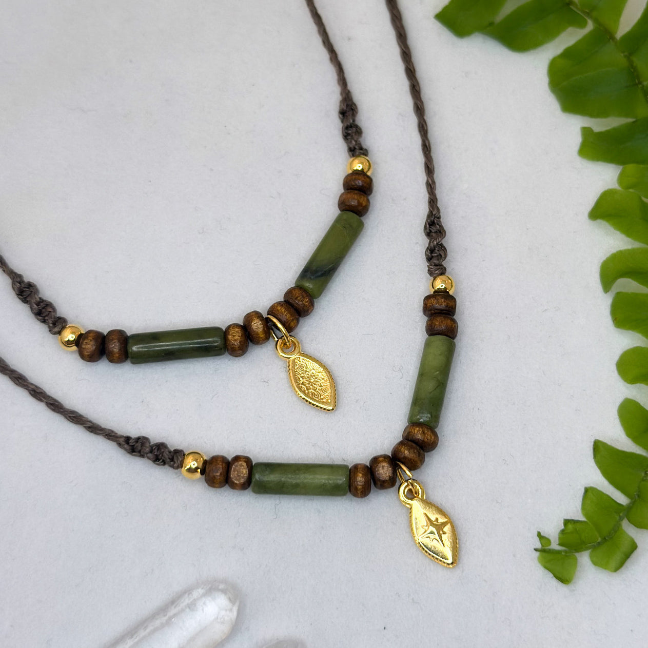 Halskette/ Choker - Naturstein & Holz