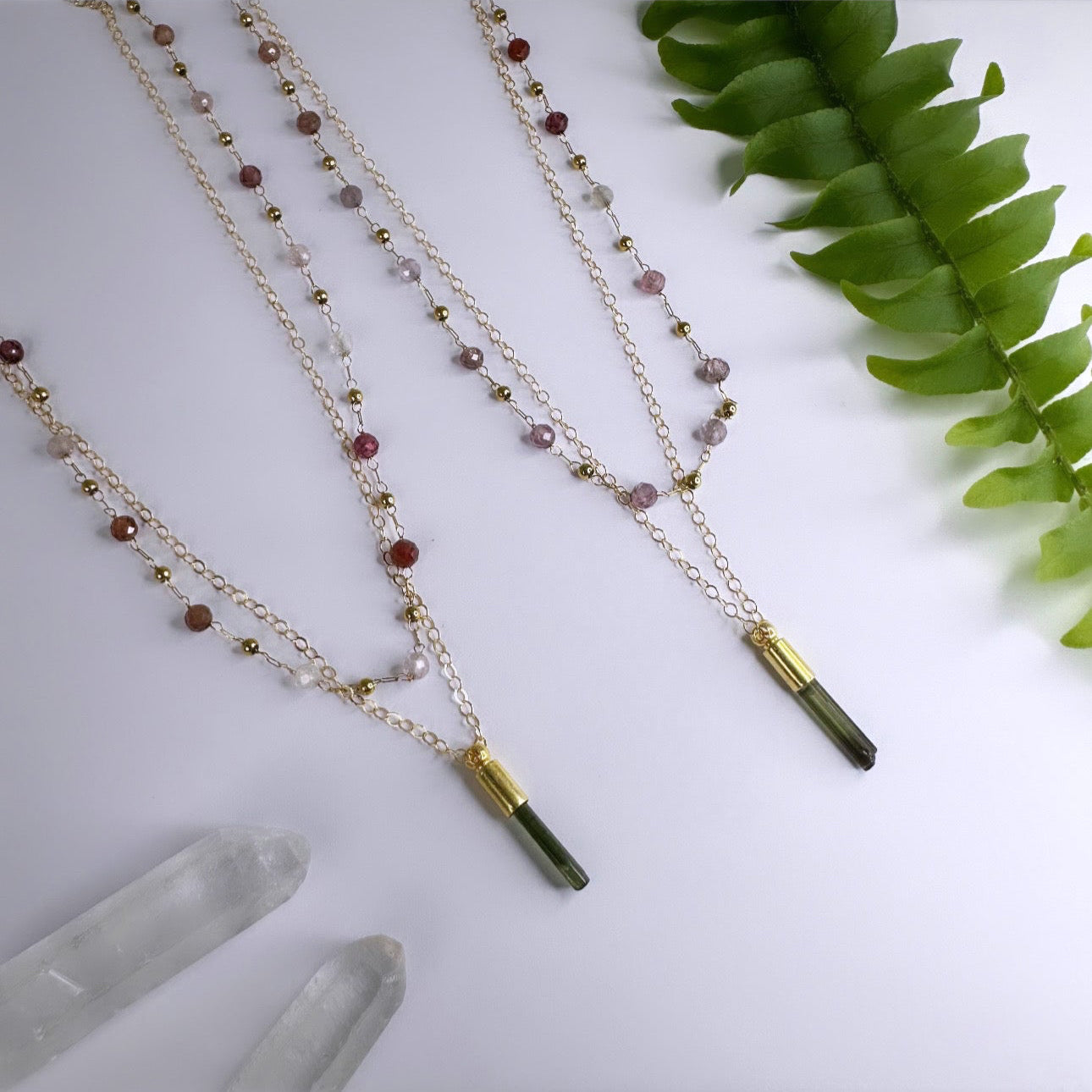 OKTOBER - Turmalin - Doppel Halskette Gaia