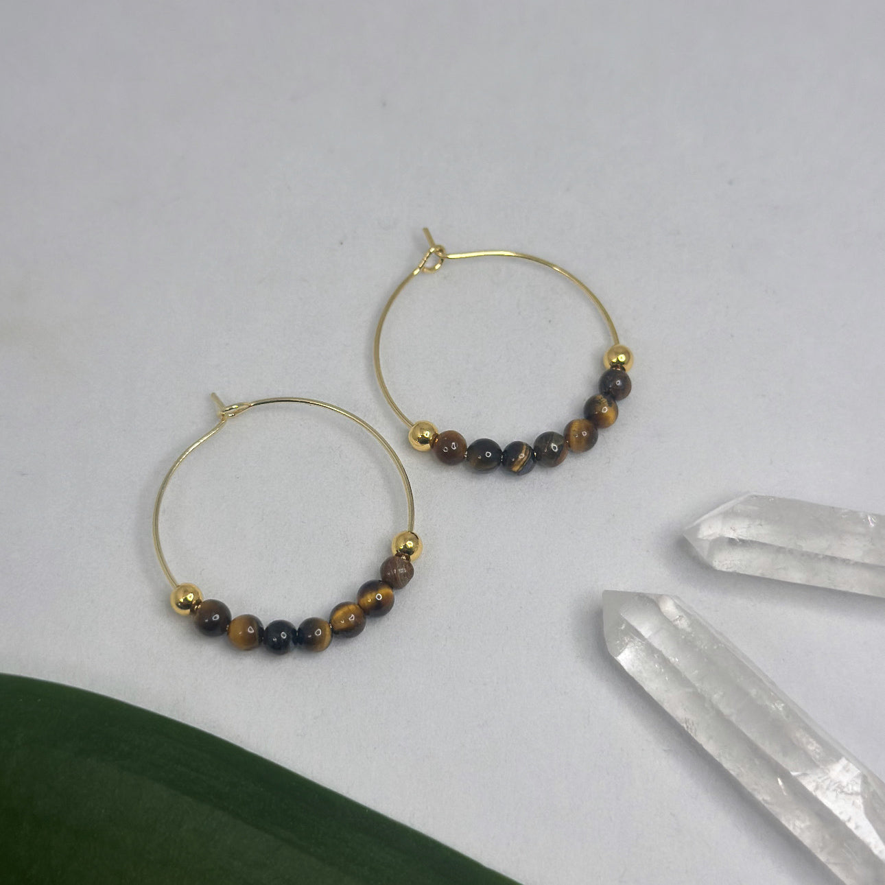 Ohrringe Creolen Tigerauge vergoldet