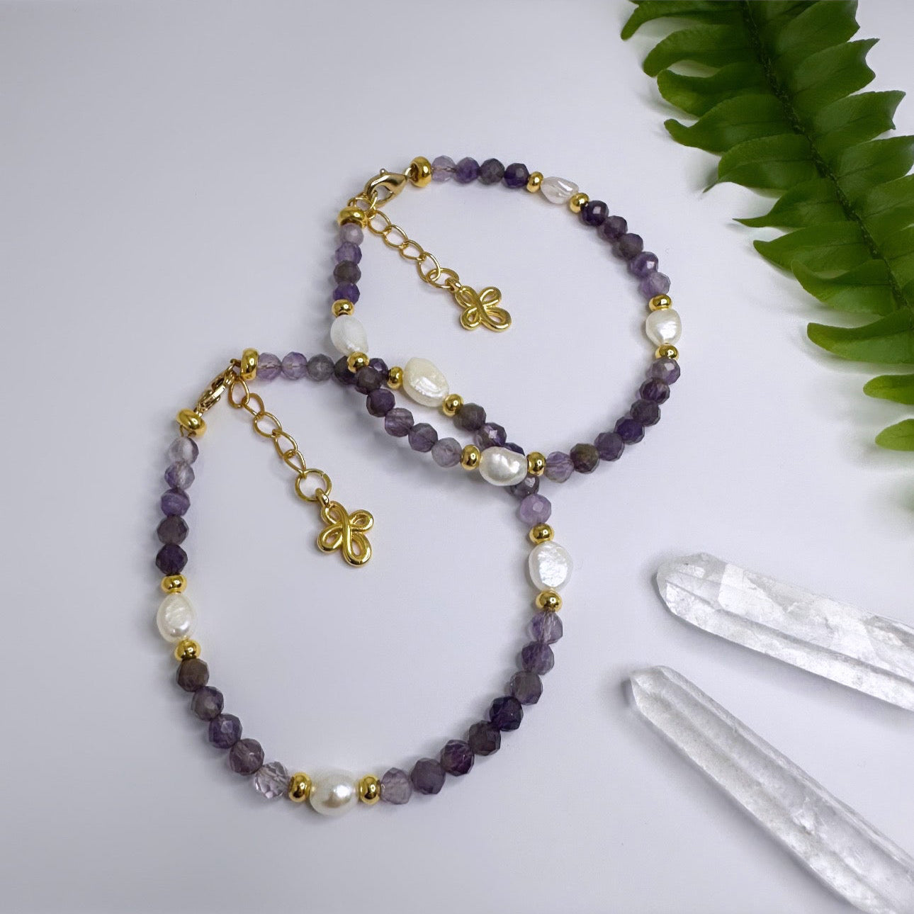 FEBRUAR - Amethyst & Süsswasserperlen - Armband Hecate
