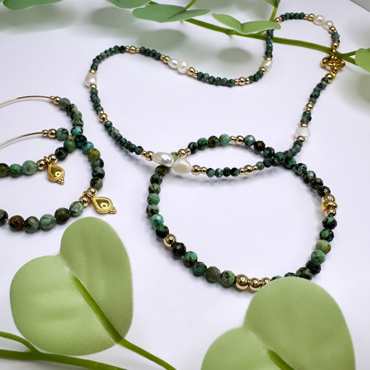 Ohrringe Creolen - Afrikanischer Türkis Gold