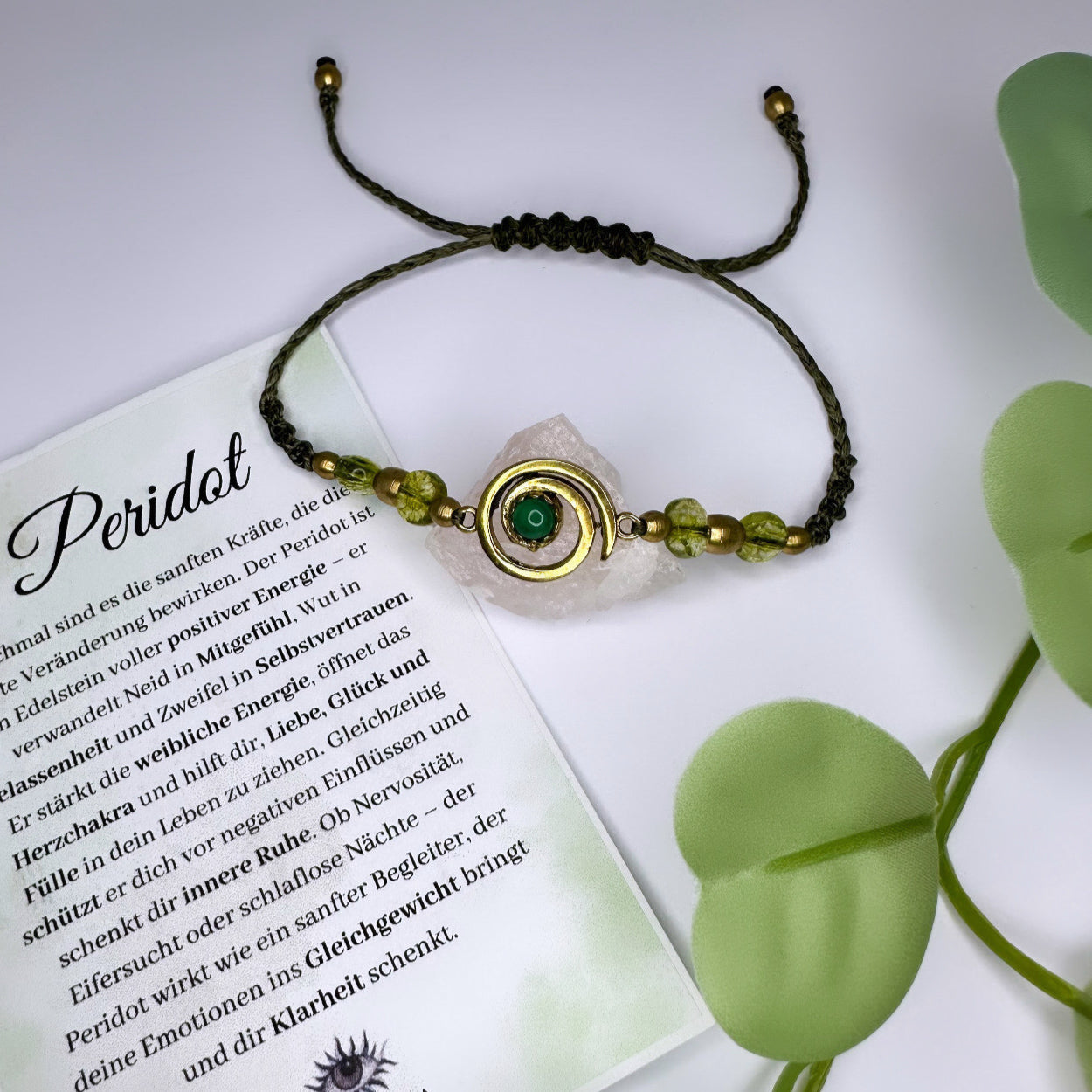 Spiral Armband Messing - Peridot