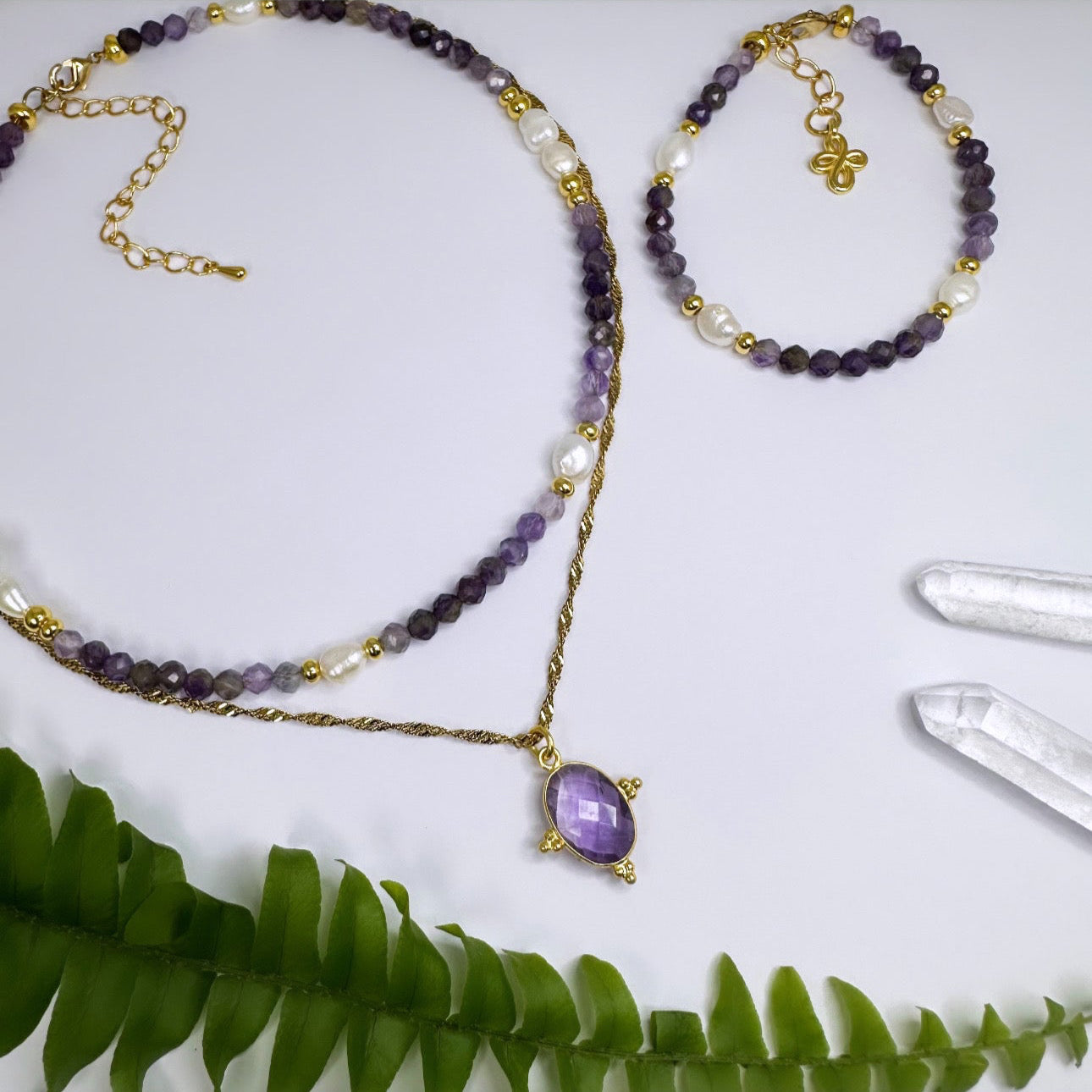 FEBRUAR - Amethyst & Süsswasserperlen - Armband Hecate