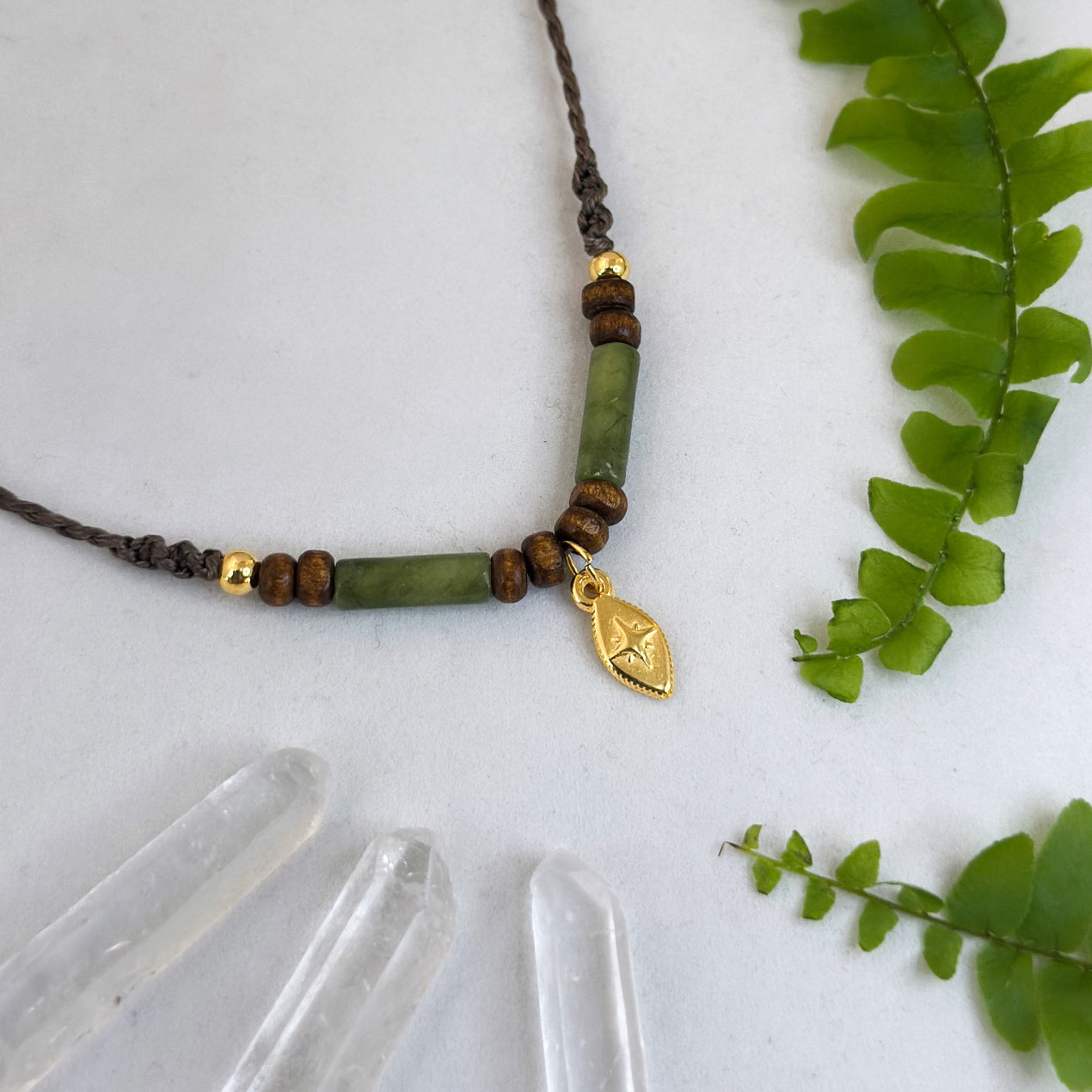Halskette/ Choker - Naturstein & Holz