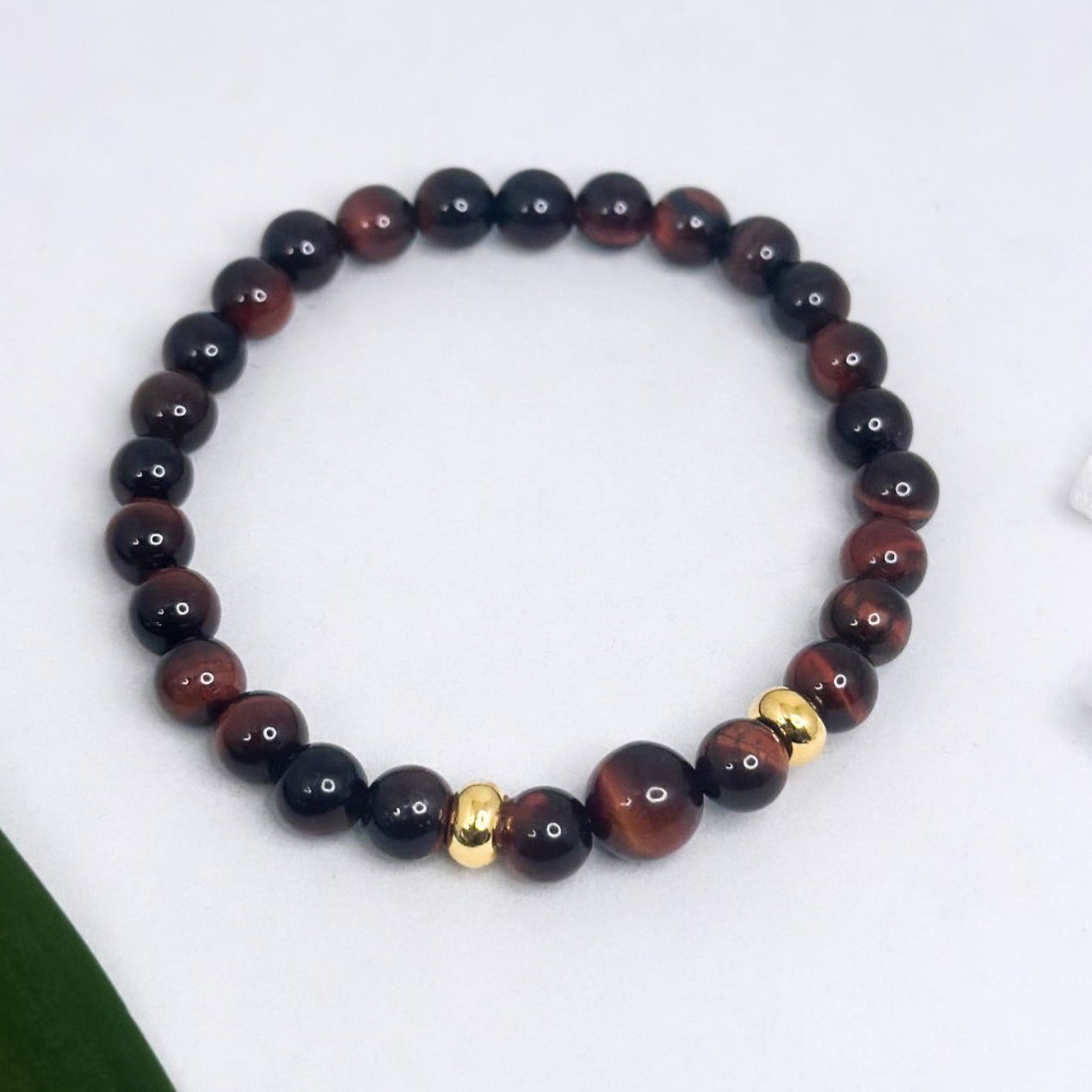 Armband - Tigerauge rot - vergoldet