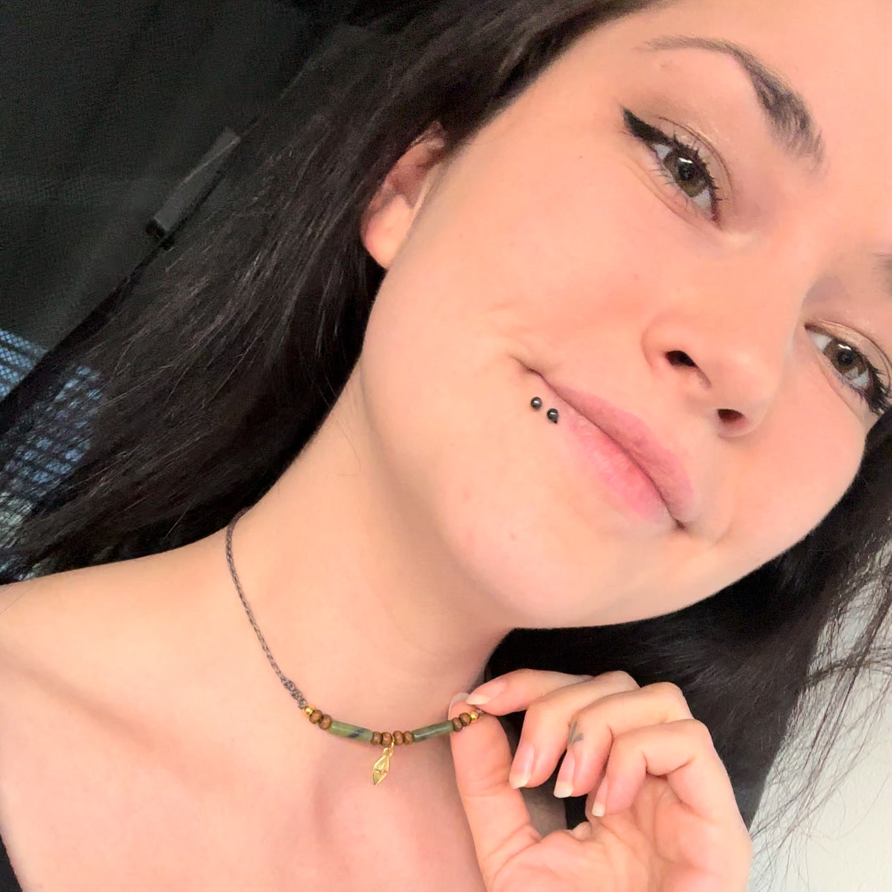 Halskette/ Choker - Naturstein & Holz