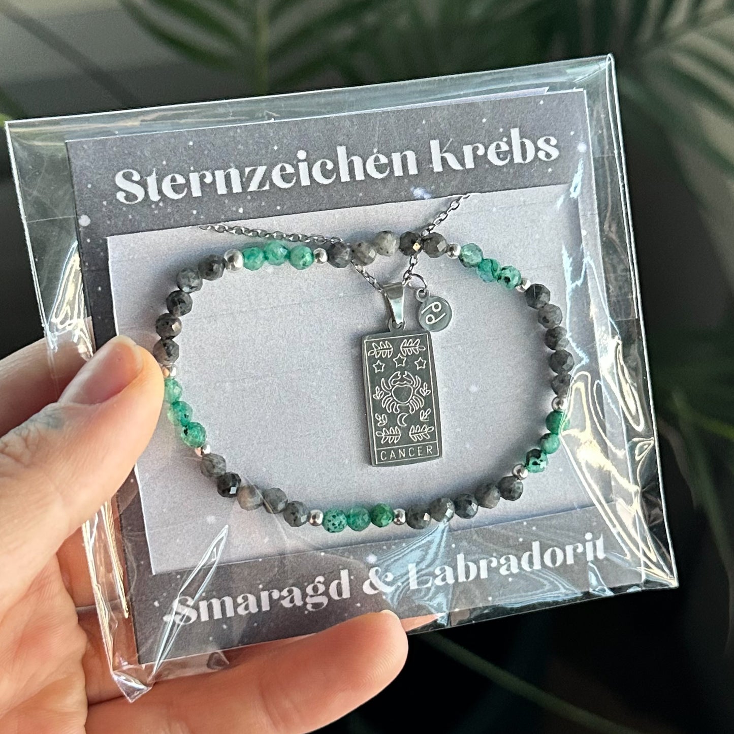 Sternzeichen Set - Krebs - Smaragd & Labradorit Silber