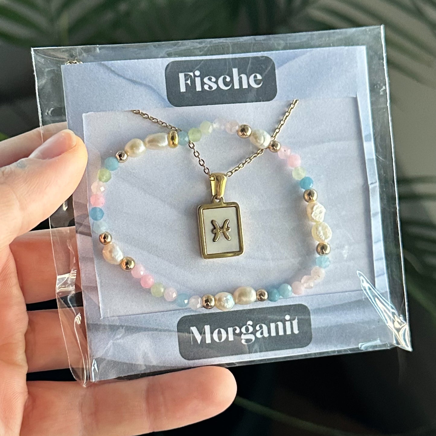 Sternzeichen Set - Fische - Morganit (gefärbt)