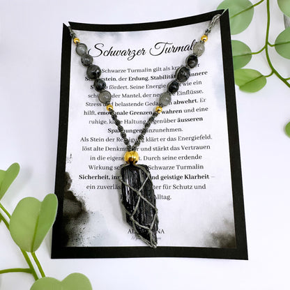 Halskette schwarzer Turmalin (Schörl) - Gold oder Silber