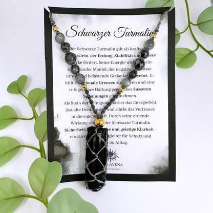 Halskette schwarzer Turmalin (Schörl) - Gold oder Silber