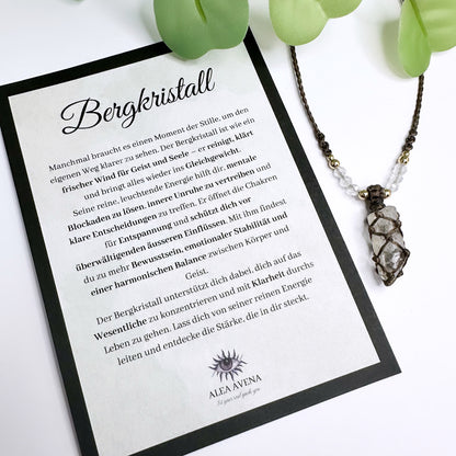 Clarity - Bergkristall Halskettchen geknüpft