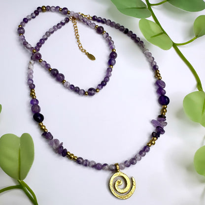 Halskette Messing - Amethyst