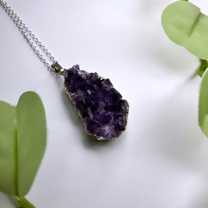 Halskette Amethyst Druse - versilbert