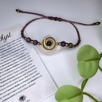 Spiral Armband Messing - Amethyst
