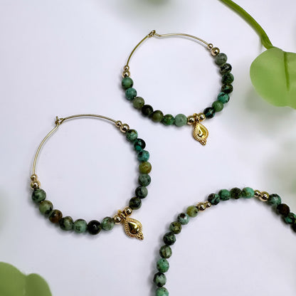 Ohrringe Creolen - Afrikanischer Türkis Gold