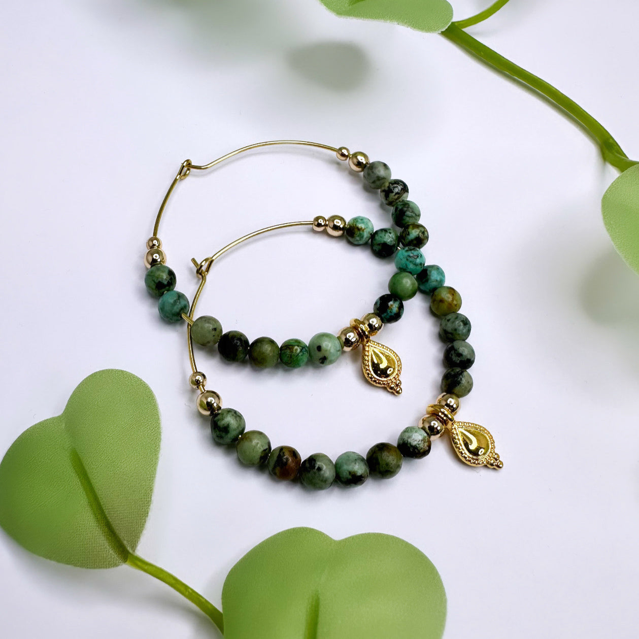 Ohrringe Creolen - Afrikanischer Türkis Gold