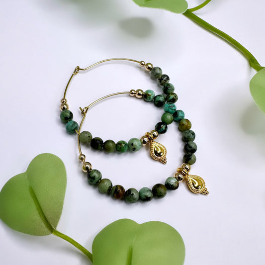 Ohrringe Creolen - Afrikanischer Türkis Gold