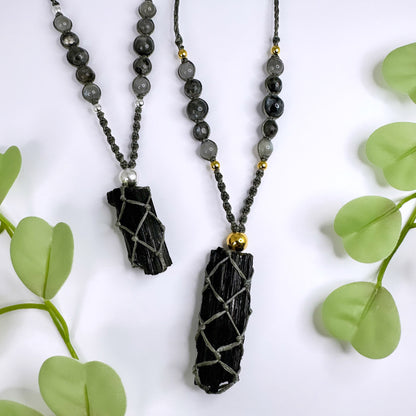Halskette schwarzer Turmalin (Schörl) - Gold oder Silber