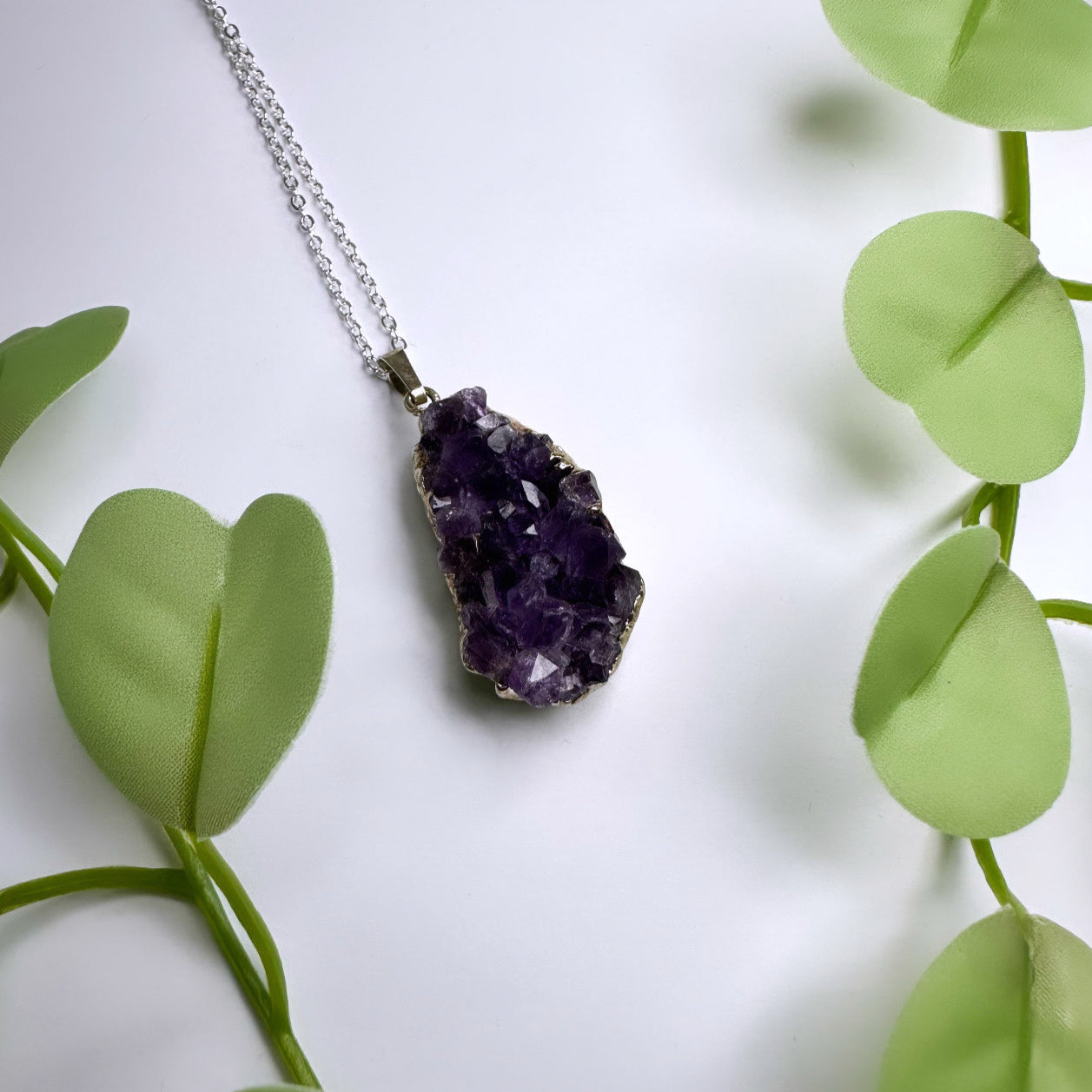 Halskette Amethyst Druse - versilbert