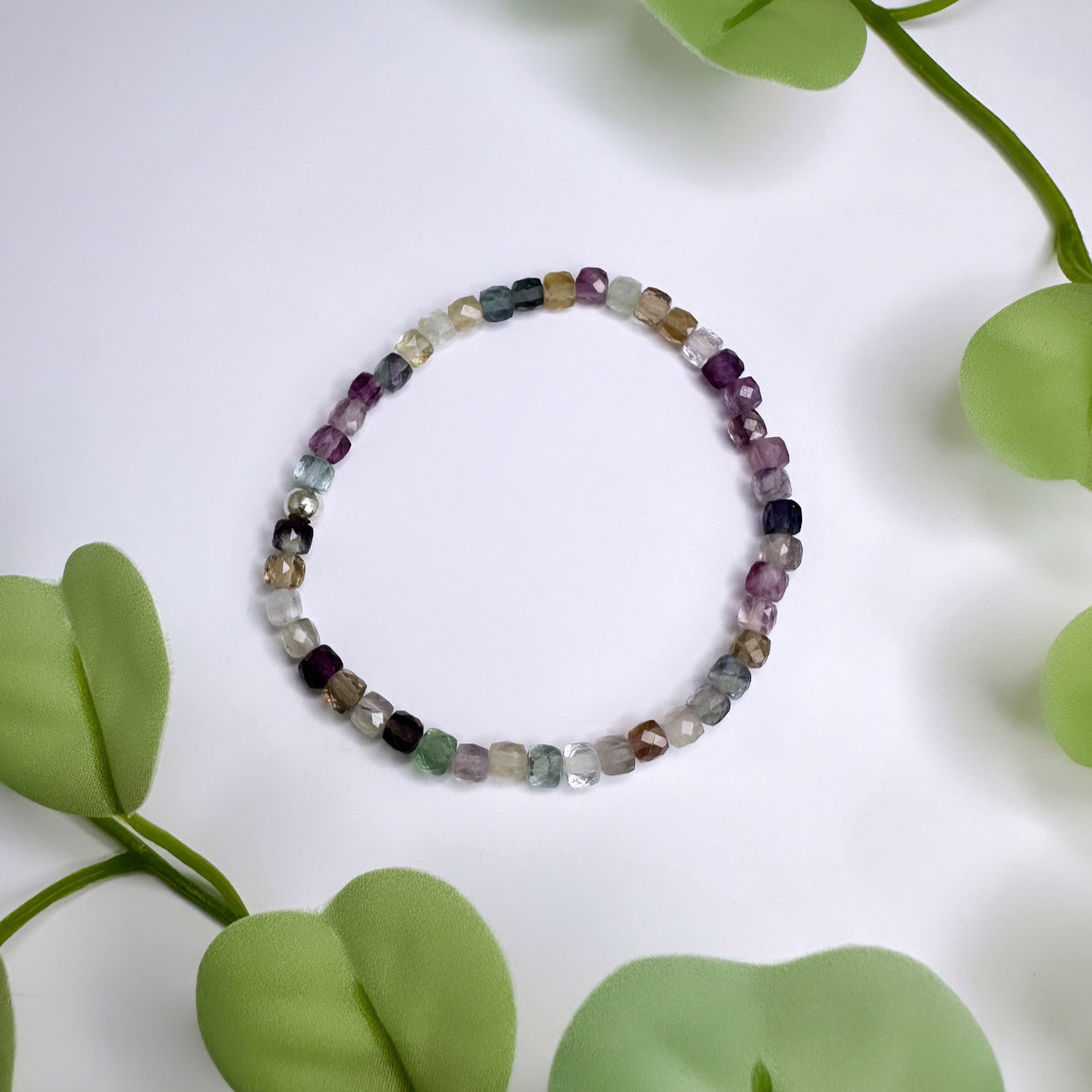 Armband Regenbogen Fluorit - 2 Varianten - Silber