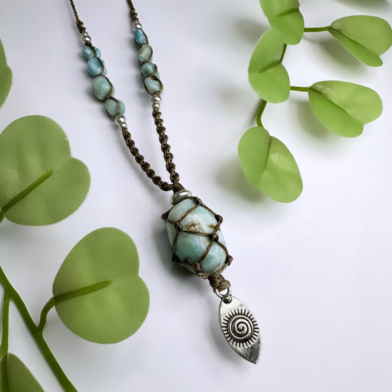 Halskette Larimar Spirale - Silber