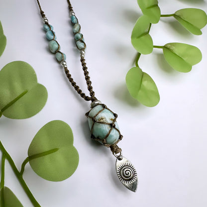 Halskette Larimar Spirale - Silber