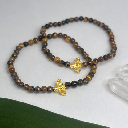 Zartes Tigerauge Armband mit Biene