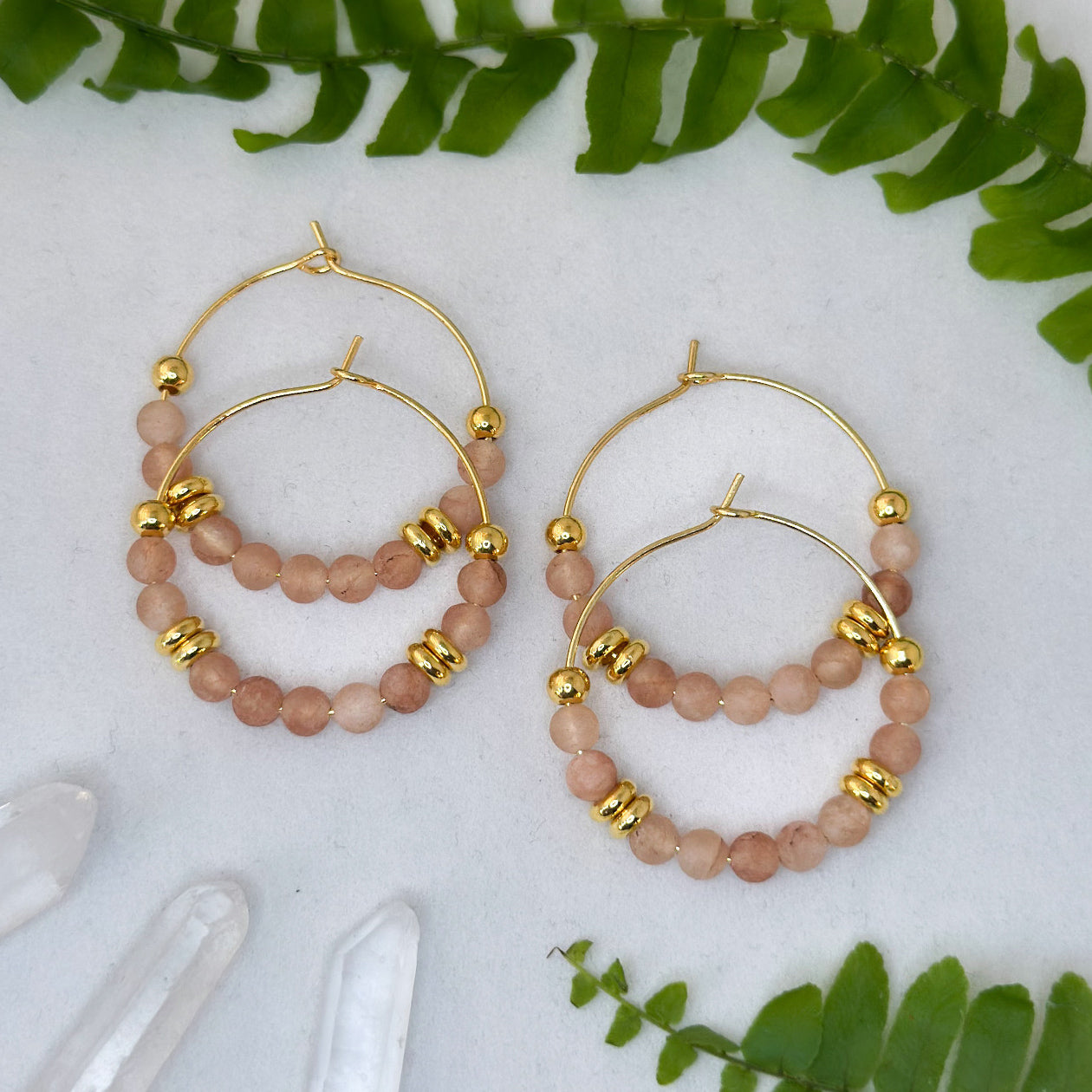 Ohrringe Creolen - Rosa Chalcedon