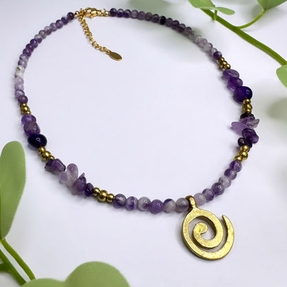 Halskette Messing - Amethyst