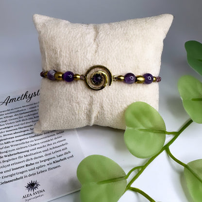 Spiral Armband Messing - Amethyst