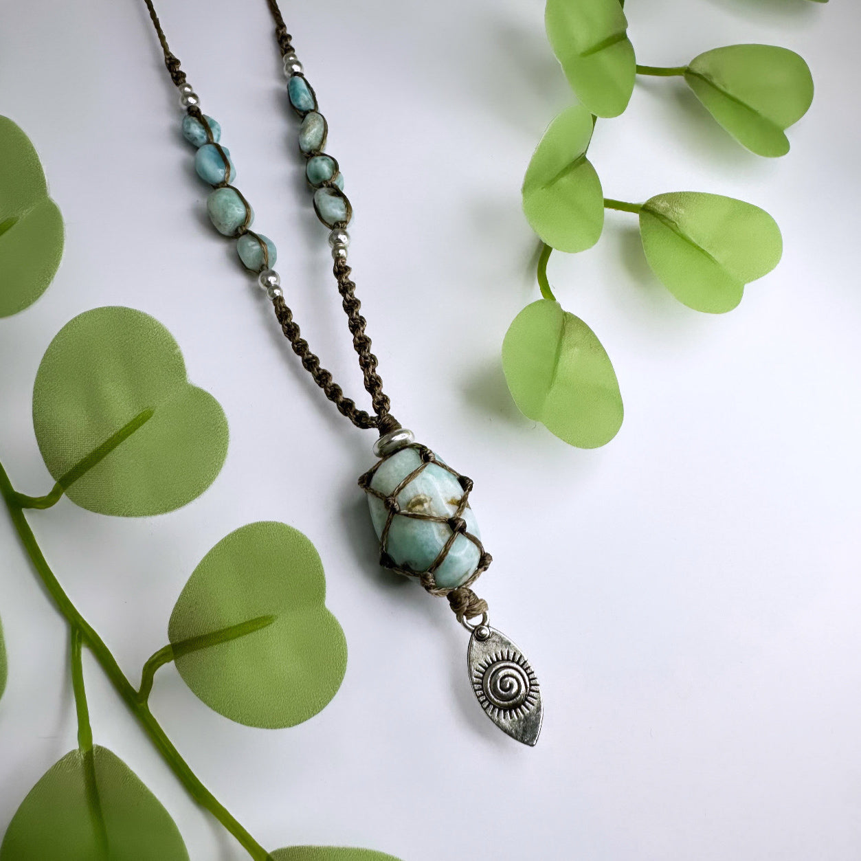 Halskette Larimar Spirale - Silber