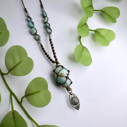 Halskette Larimar Spirale - Silber