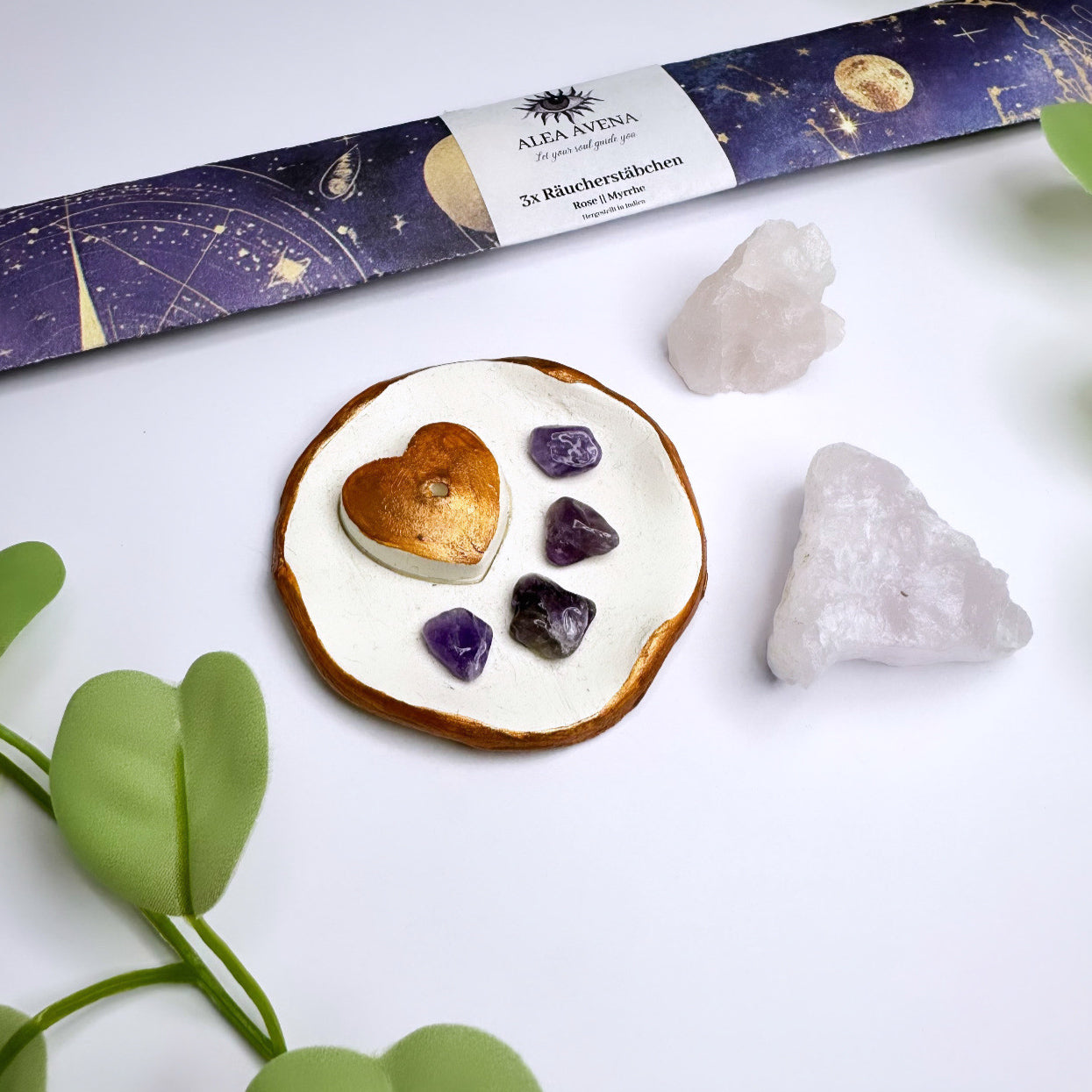 Handgemachter Räucherstäbchen Halter - Amethyst - Gold oder Silber