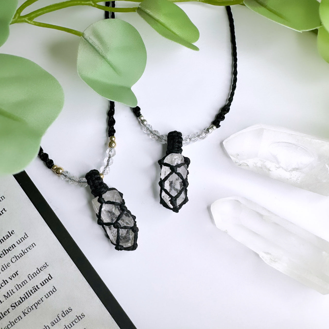 Clarity - Bergkristall Halskettchen geknüpft