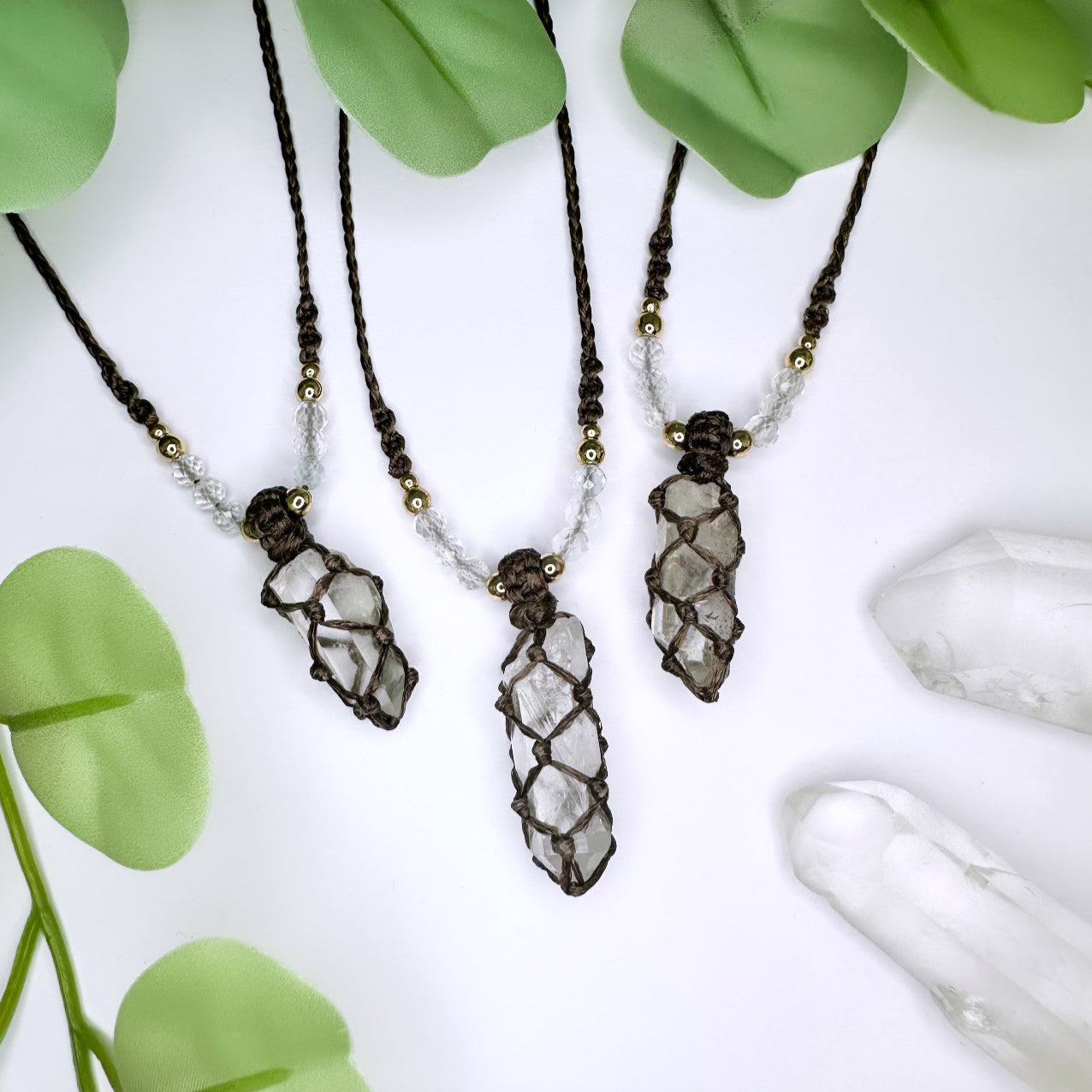 Clarity - Bergkristall Halskettchen geknüpft