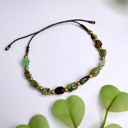 Boho Fusskette Messing - Chrysopras