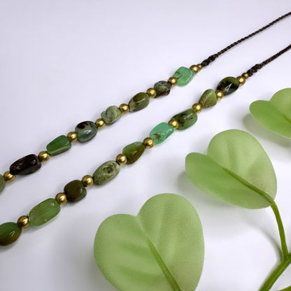 Boho Fusskette Messing - Chrysopras