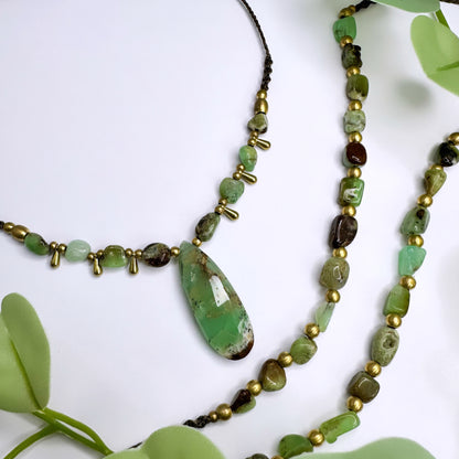 Boho Fusskette Messing - Chrysopras