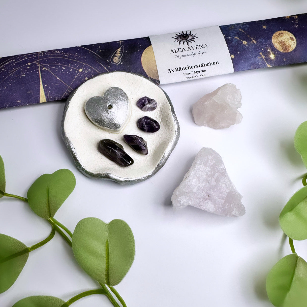 Handgemachter Räucherstäbchen Halter - Amethyst - Gold oder Silber