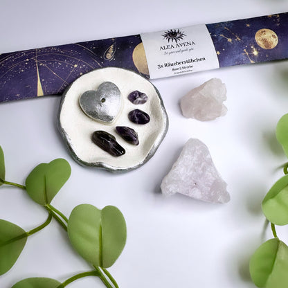 Handgemachter Räucherstäbchen Halter - Amethyst - Gold oder Silber