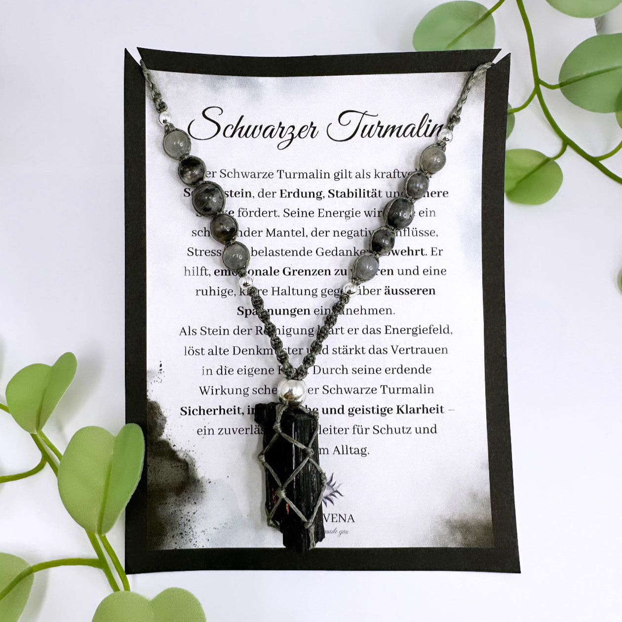 Halskette schwarzer Turmalin (Schörl) - Gold oder Silber