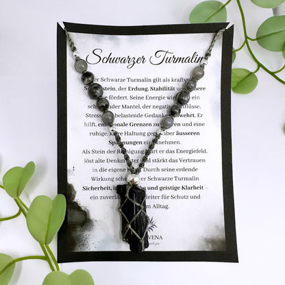 Halskette schwarzer Turmalin (Schörl) - Gold oder Silber