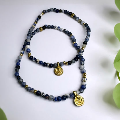 Armband oder Fusskettchen Messing - Sodalith