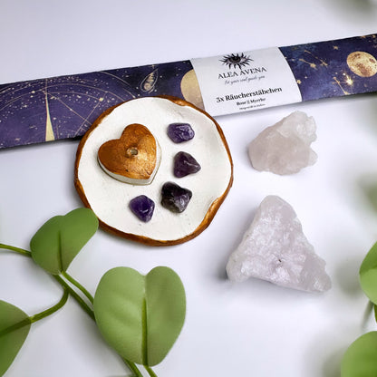 Handgemachter Räucherstäbchen Halter - Amethyst - Gold oder Silber