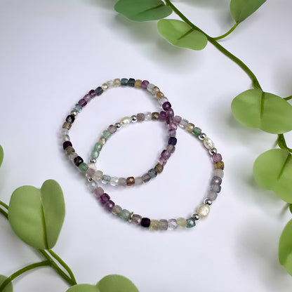 Armband Regenbogen Fluorit - 2 Varianten - Silber