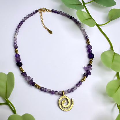 Halskette Messing - Amethyst