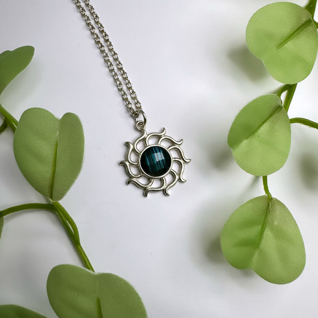 Halskette Labradorit Sonne - versilbert