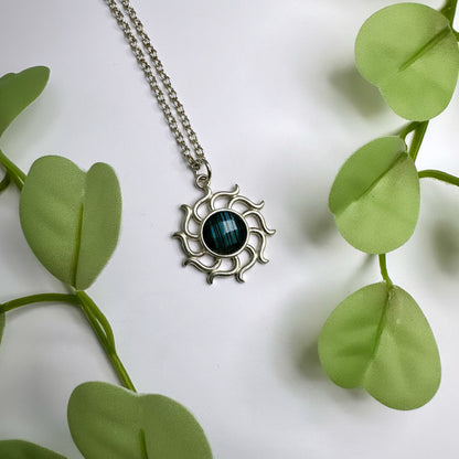 Halskette Labradorit Sonne - versilbert