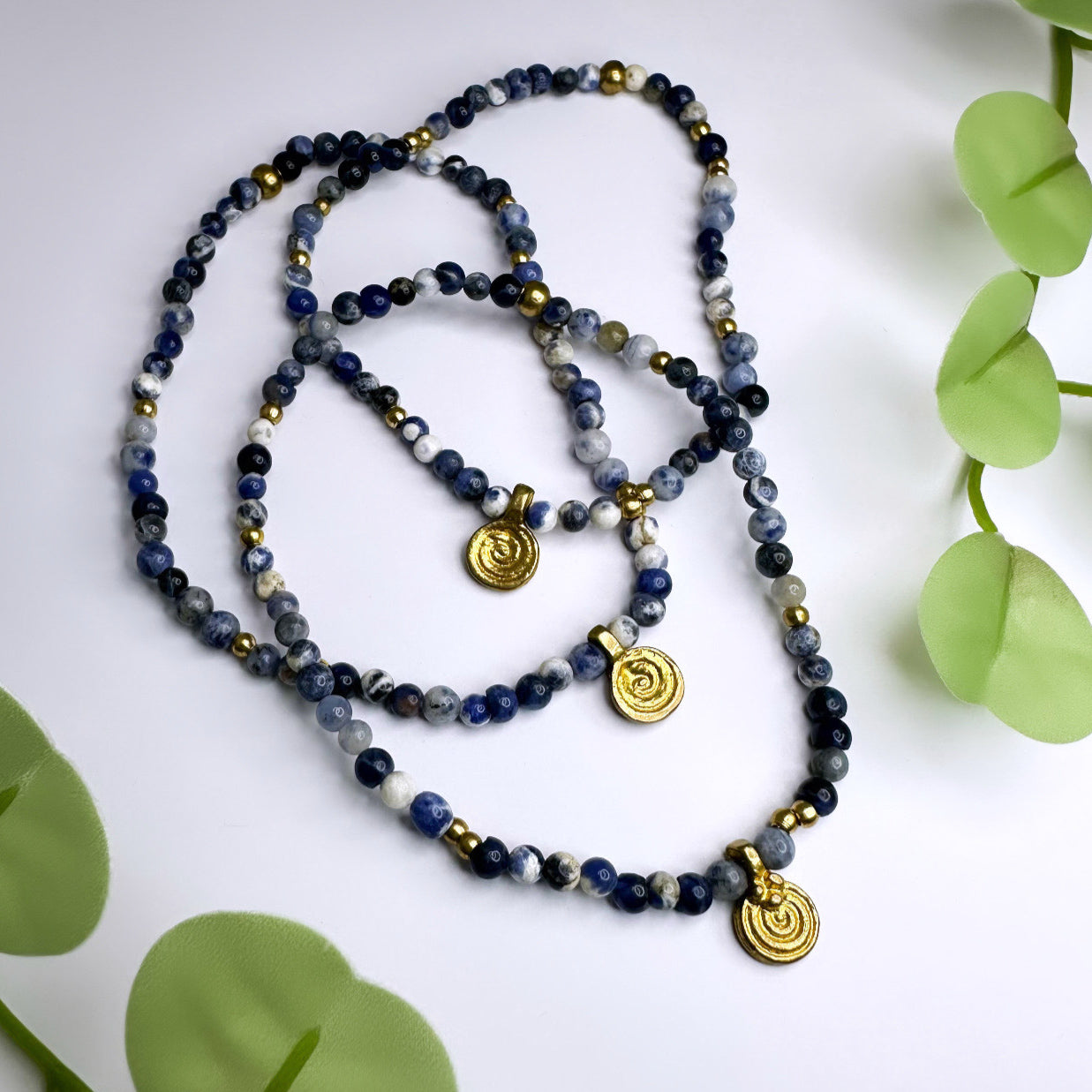 Armband oder Fusskettchen Messing - Sodalith