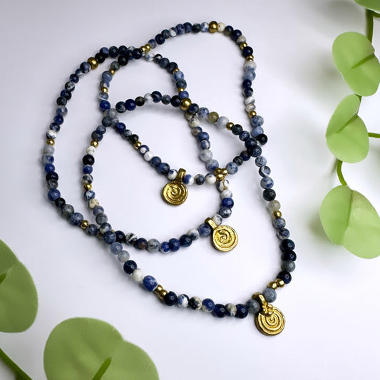 Armband oder Fusskettchen Messing - Sodalith